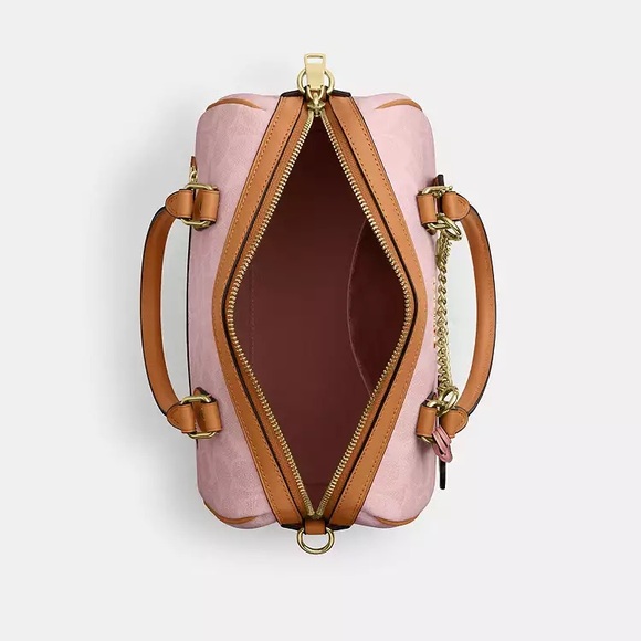 Coach Medium Rowan Satchel Bag In Signature Canvas With Charms Powder Pink NWT - Picture 4 of 4